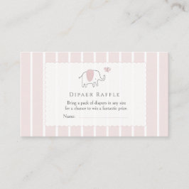 Minimal Blush Pink Elephant Sketch Diaper Raffle エンクロージャーカード