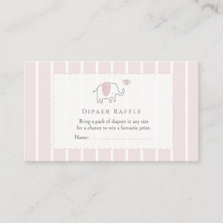 Minimal Blush Pink Elephant Sketch Diaper Raffle エンクロージャーカード