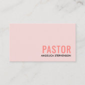 Minimal Blush Pink Logo QR Code PASTOR 名刺 (正面)