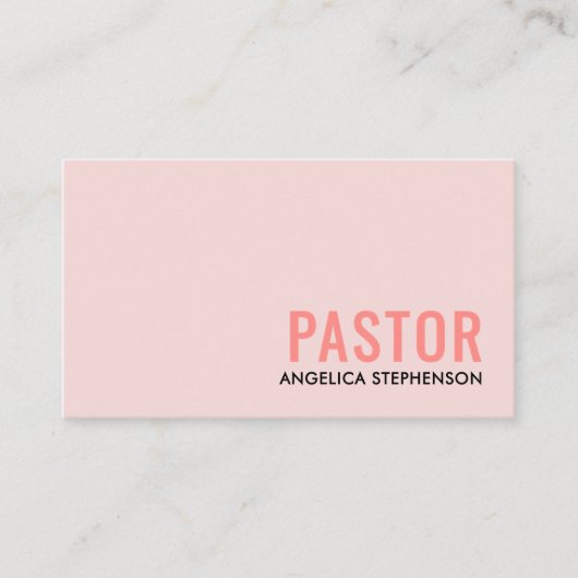 Minimal Blush Pink Logo QR Code PASTOR 名刺 (正面)
