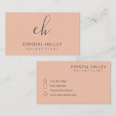 Minimal Blush Script Logo Hairstylist 名刺 (正面/裏面)