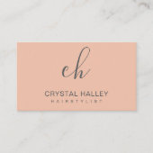 Minimal Blush Script Logo Hairstylist 名刺 (正面)
