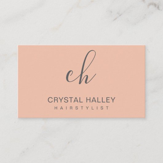 Minimal Blush Script Logo Hairstylist 名刺 (正面)