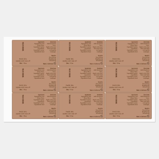 Minimal Boho 1oz 30ml Cosmetic Bottle Waterproof ラベル (シート)