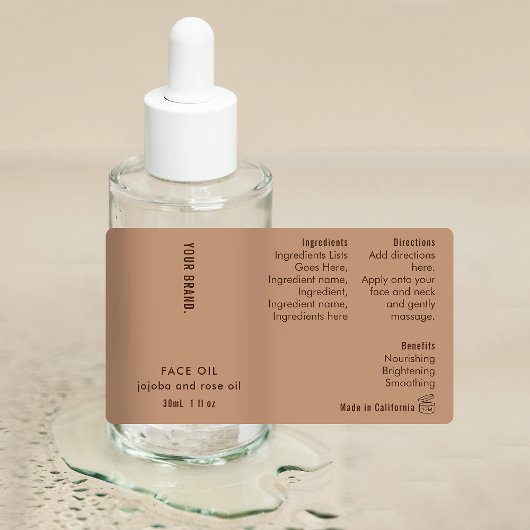 Minimal Boho 1oz 30ml Cosmetic Bottle Waterproof ラベル