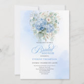 Minimal Boho Blue Floral Bridal Shower Invitation 招待状 (正面)