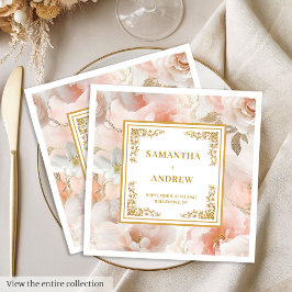 Minimal boho blush ivory watercolor paper napkins