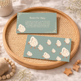 Minimal Boho Cute Goose Book Request Baby Shower 名刺