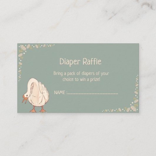 Minimal Boho Cute Goose Diaper Raffle Baby Shower 名刺 (正面)