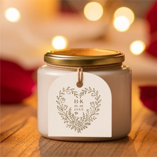 Minimal Boho Floral Heart-Shape Wedding Bouquet ラバースタンプ