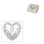 Minimal Boho Floral Heart-Shape Wedding Bouquet ラバースタンプ (押印)