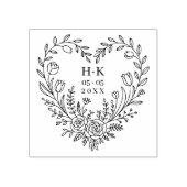 Minimal Boho Floral Heart-Shape Wedding Bouquet ラバースタンプ (インプリント)