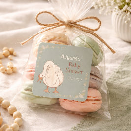 Minimal Boho Silly Goose Personalized Baby Shower  スクエアシール