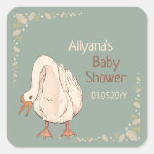 Minimal Boho Silly Goose Personalized Baby Shower  スクエアシール (正面)