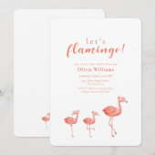 Minimal Boho Tropical Floral Flamingo Baby Shower 招待状 (正面/裏面)