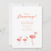 Minimal Boho Tropical Floral Flamingo Baby Shower 招待状 (正面)