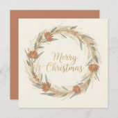 Minimal Boho Wreath Christmas シーズンカード (正面/裏面)