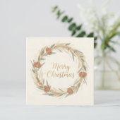Minimal Boho Wreath Christmas シーズンカード (スタンド正面)