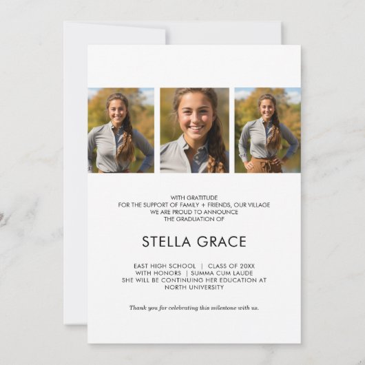 Minimal Bold Classic 2026 Graduation 案内状 (裏面)