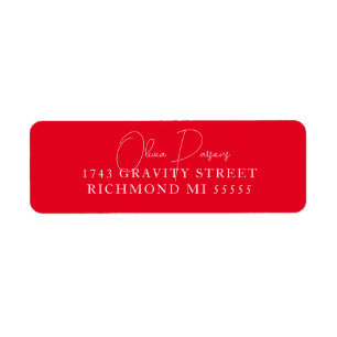 Minimal Bold Red Scripted Label ラベル