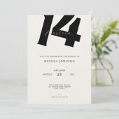Minimal Bold Typography 14th Birthday  招待状 (スタンド正面)