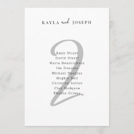 Minimal Bold Wedding Guest List Table Number 2 招待状