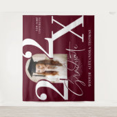 Minimal Bold Year Arch Grad Photo Graduation Red タペストリー (正面)