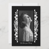 Minimal Botanic Back & White Garland Photo Funeral 招待状 (裏面)