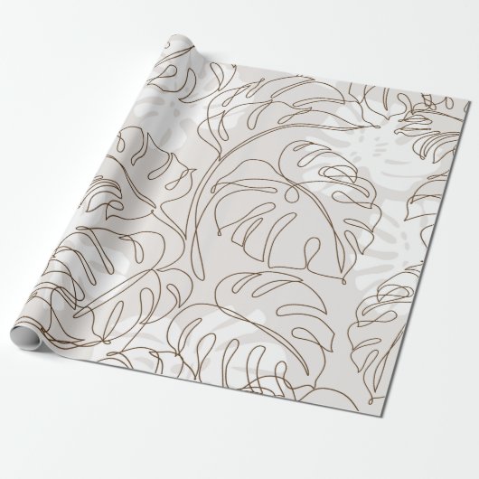 Minimal botanical art seamless pattern. Tropical m ラッピングペーパー (アンロールド)