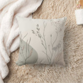 Minimal Botanical Decor – Abstract Wildflower Line クッション (ブランケット)