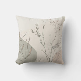Minimal Botanical Decor – Abstract Wildflower Line クッション