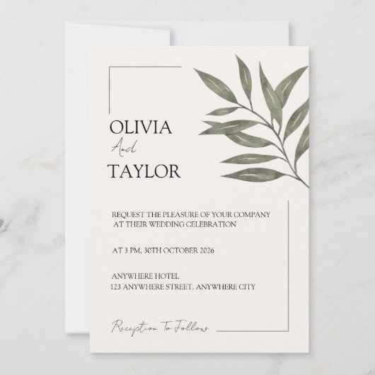 Minimal Botanical Elegance 招待状 (正面)