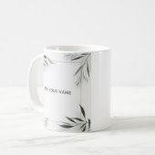 Minimal Botanical Frame Custom Name Mug コーヒーマグカップ (正面左)