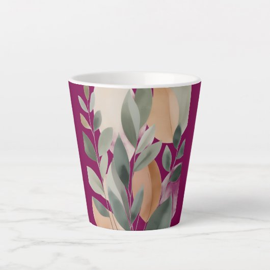Minimal Botanical Leaf Pattern カフェラテマグ (正面)