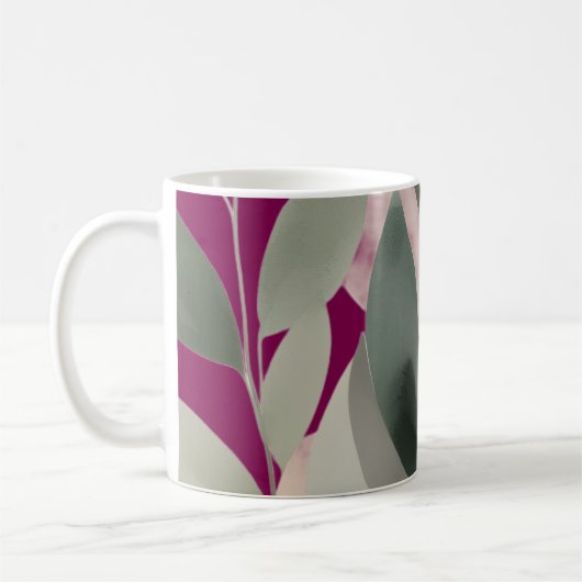 Minimal Botanical Leaf Pattern コーヒーマグカップ (左)
