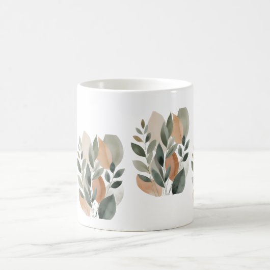 Minimal Botanical Leaf Pattern コーヒーマグカップ (中央)