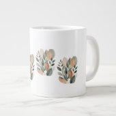 Minimal Botanical Leaf Pattern  ジャンボコーヒーマグカップ (正面右)