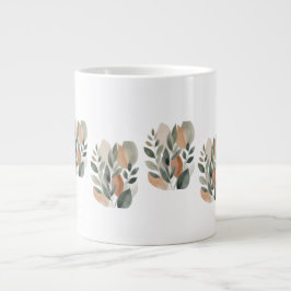 Minimal Botanical Leaf Pattern ジャンボコーヒーマグカップ