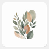 Minimal Botanical Leaf Pattern スクエアシール (正面)