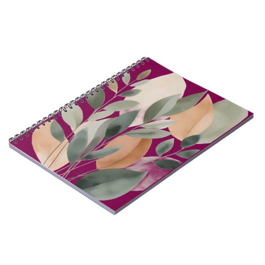 Minimal Botanical Leaf Pattern ノートブック (左側)