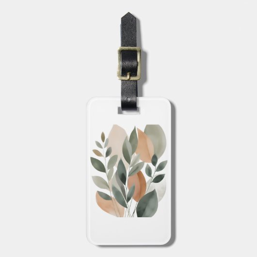 Minimal Botanical Leaf Pattern ラゲッジタグ (正面縦)