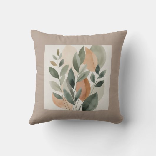 Minimal Botanical Leaf Pattern pillows クッション (裏面)