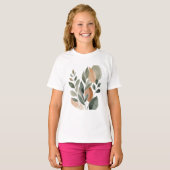 Minimal Botanical Leaf Pattern  Tシャツ (正面フル)