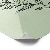 Minimal Botanical Line Art Leaves on Sage Green ポスター (角)