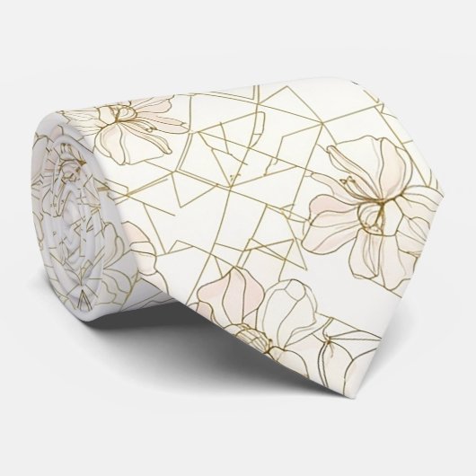 Minimal Botanical Line Art Pattern (1) ネクタイ (ロール)