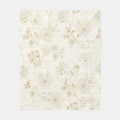 Minimal Botanical Line Art Pattern (1) フリースブランケット (正面)