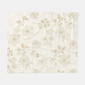 Minimal Botanical Line Art Pattern (1) フリースブランケット (正面(横))