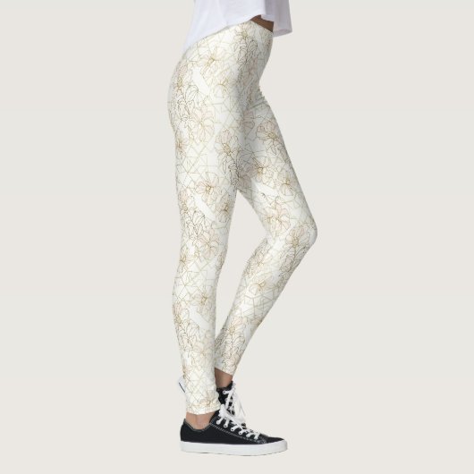 Minimal Botanical Line Art Pattern (1) レギンス (右)