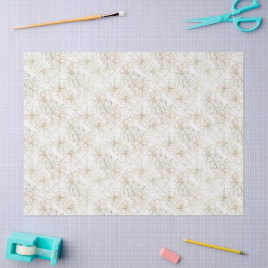 Minimal Botanical Line Art Pattern (1) 薄葉紙 (クラフト)