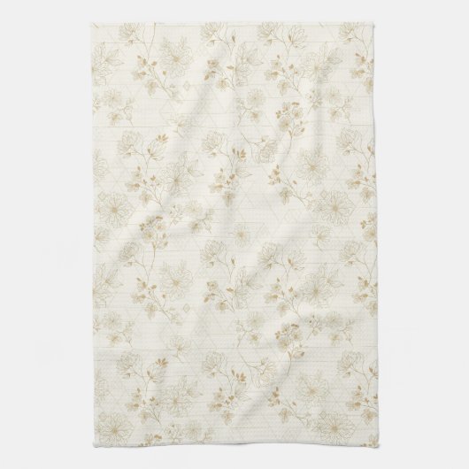 Minimal Botanical Line Art Pattern (2) キッチンタオル (縦)